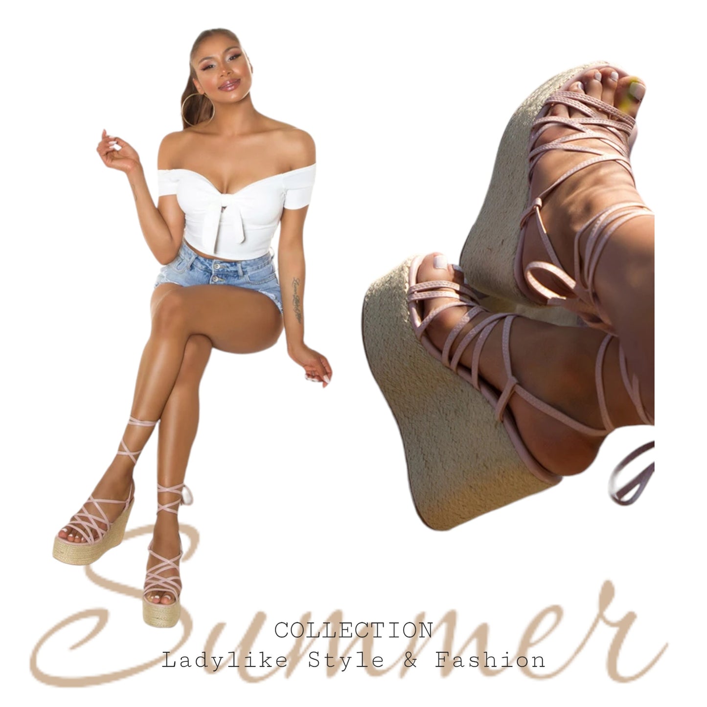 High Heels, Wedges, Plateau Sandalen, Gladiator - Schnürung