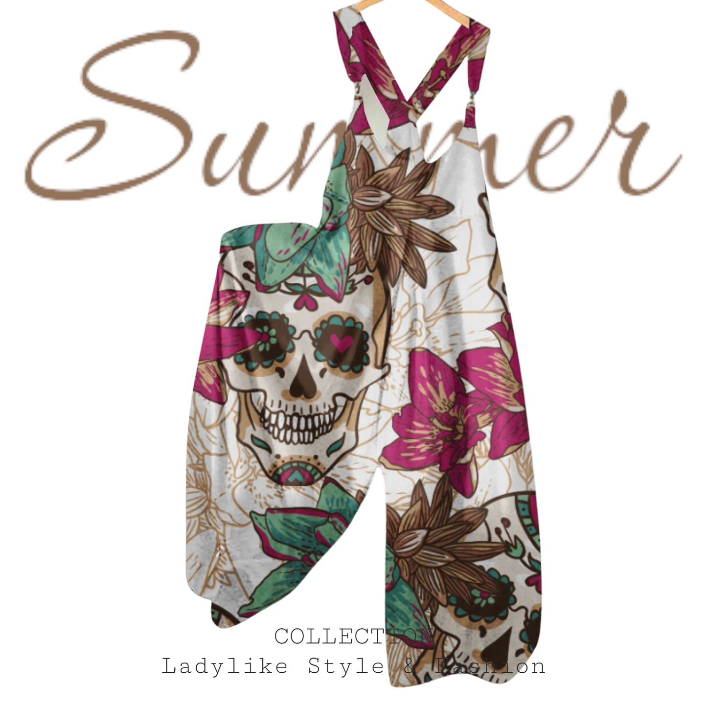 Latzhose, Overall, Skull Print, Tattoo Motiv, Summer, Sexy