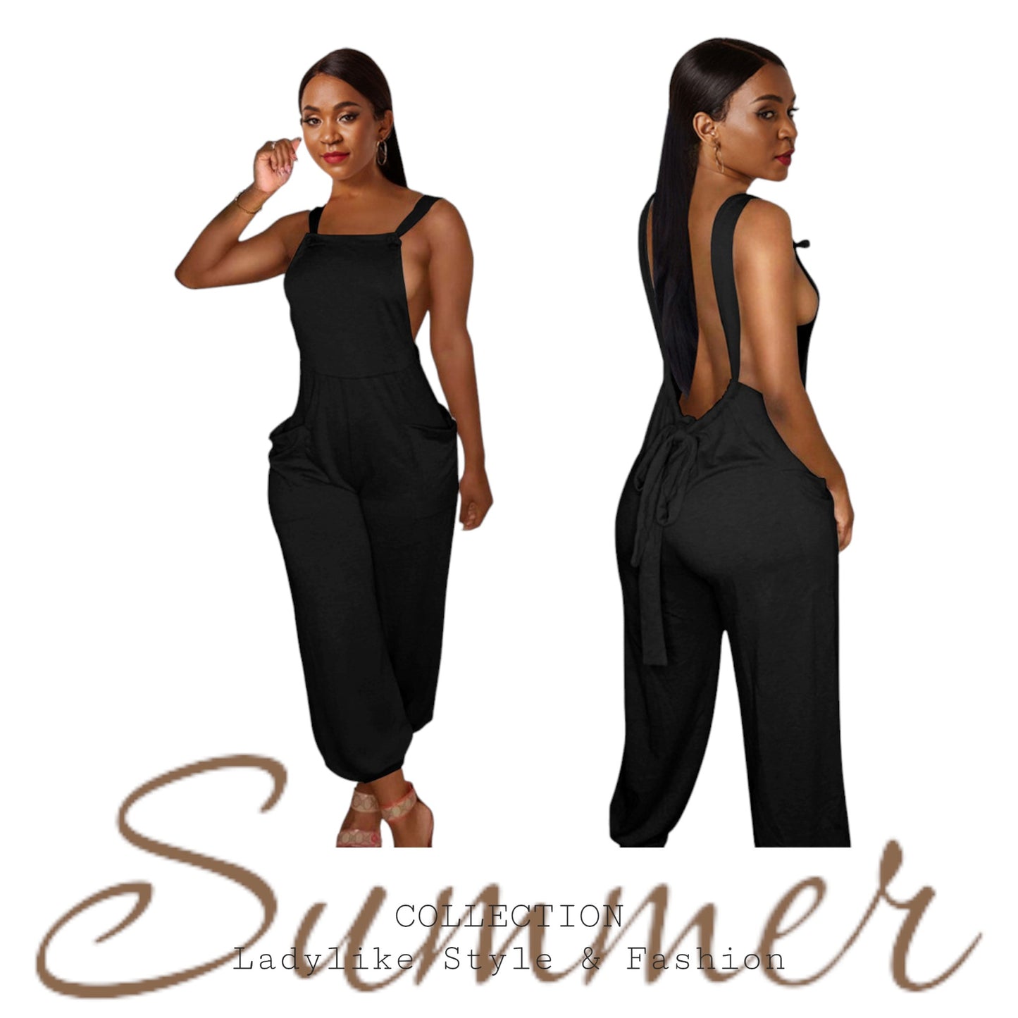 Sexy Latzhose/Overall Backless, Summer, in Black, Grey & Orange