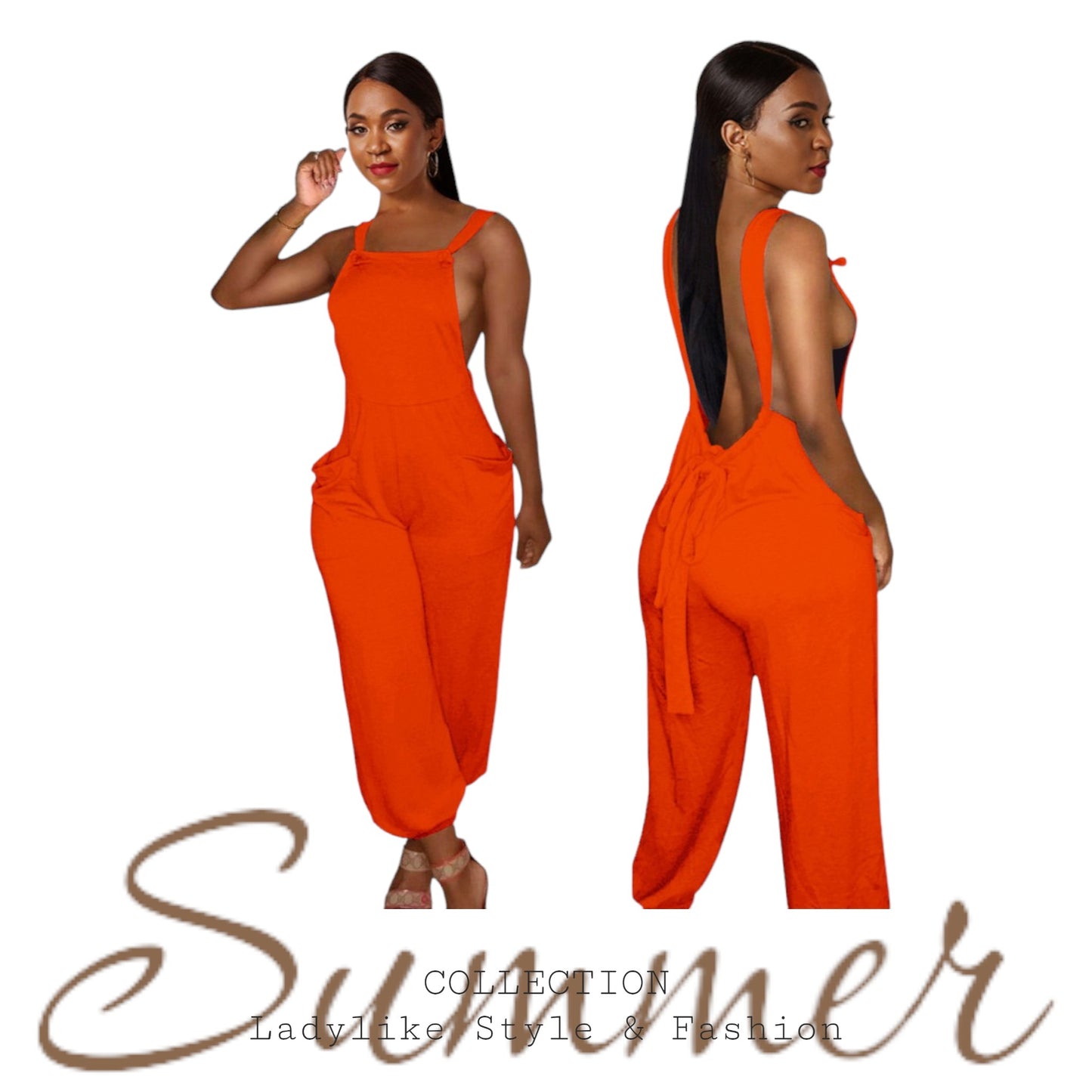 Sexy Latzhose/Overall Backless, Summer, in Black, Grey & Orange