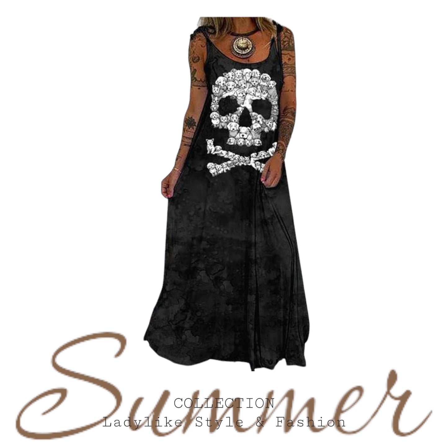 Summer - Kleid mit Skull - Print, Festival