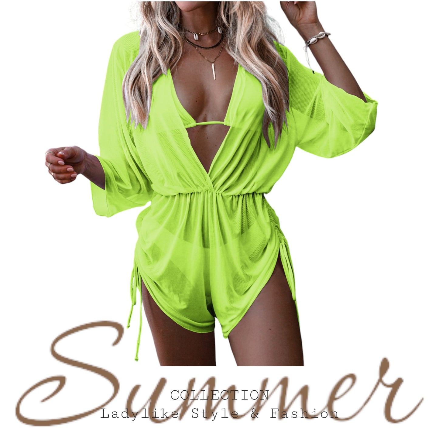 Bikini Set, Strand-Overall, 3 lg. Sexy Beachdress